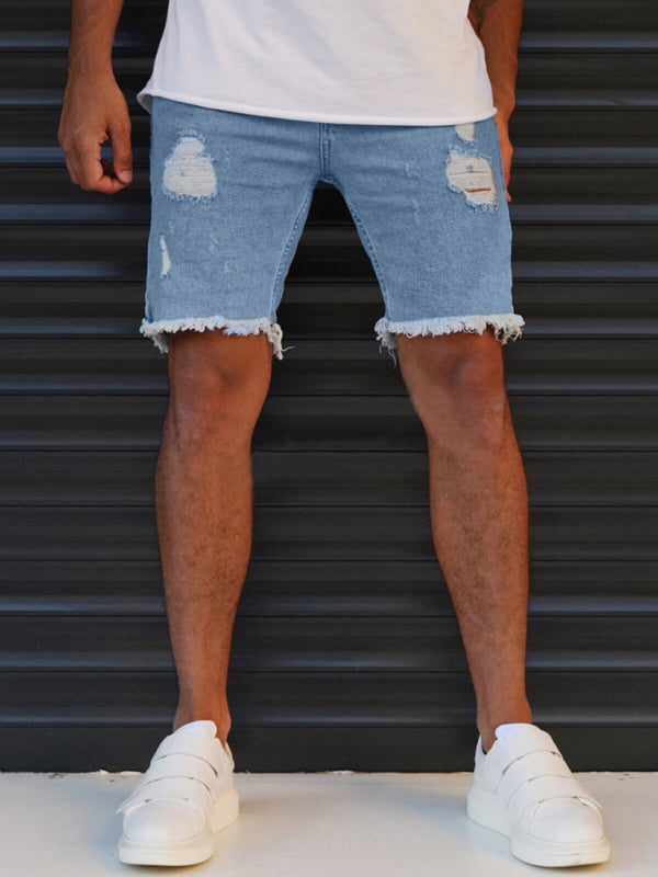 New Men's Ripped Denim Shorts Cropped Pants kakaclo