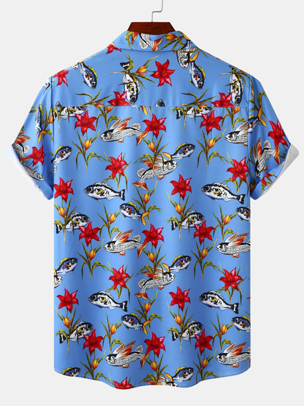 Men's Hawaiian Print Short Sleeve Shirt kakaclo