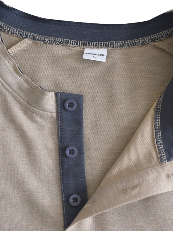T-Shirt Button Collar Short Sleeve Men's Casual Pleated Tops Men's T-Shirts kakaclo