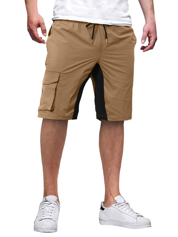 New style men's overalls drawstring color block casual shorts kakaclo