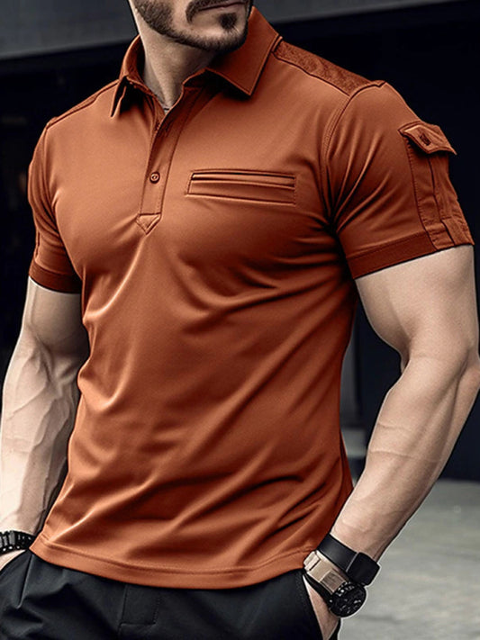 New POLO Shirt Pocket Men's Muscle Sports Polo Shirt kakaclo
