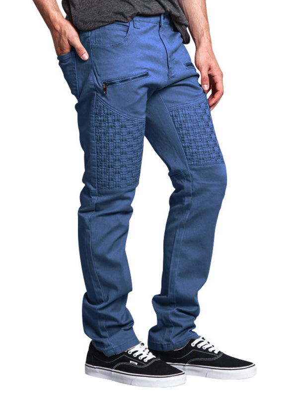 New workwear leather stitching thin men's straight-leg pants kakaclo