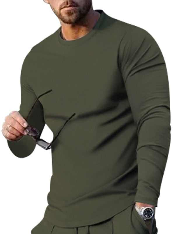 New Men's Two-piece Set Round Neck Long Sleeve T-Shirt Trousers Casual Sports Suit kakaclo